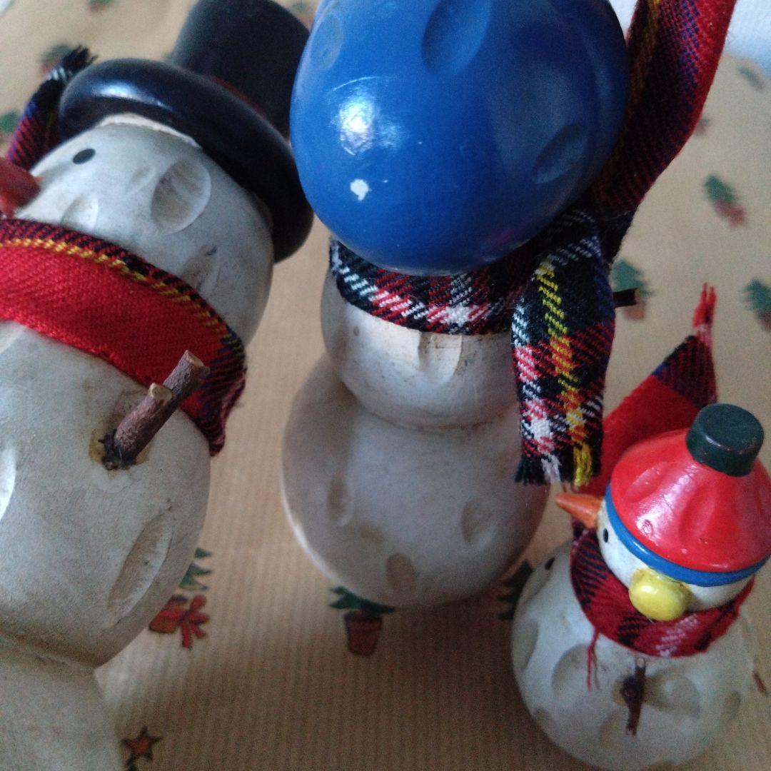 ヴィンテージ　木製　スノーマン親子　北欧　クリスマス