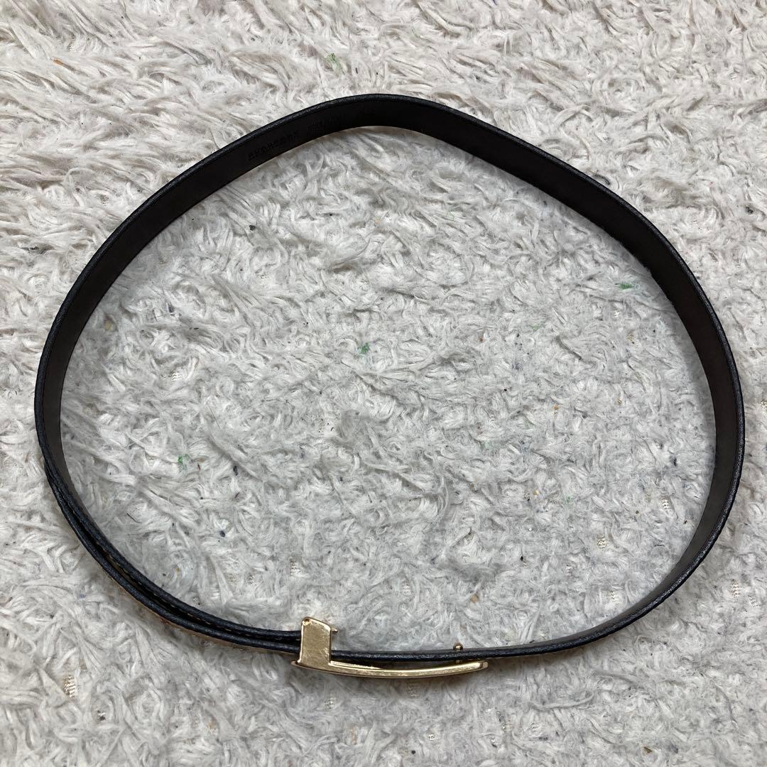 極美品 バーバリー ベルト ノバチェック シャドーホース ロゴプレート レザー