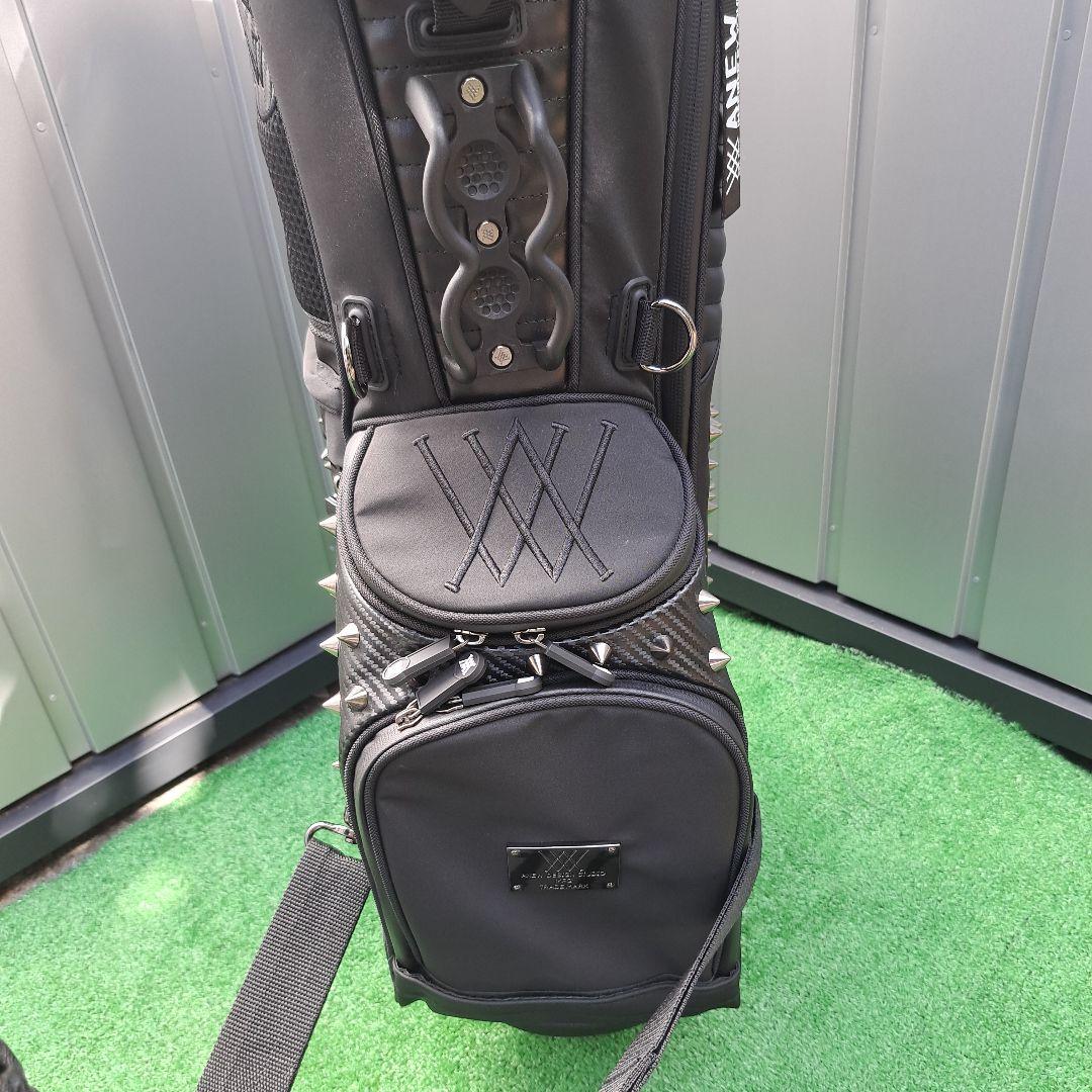 Anewゴルフスタッズ付きブラックキャディバッグ