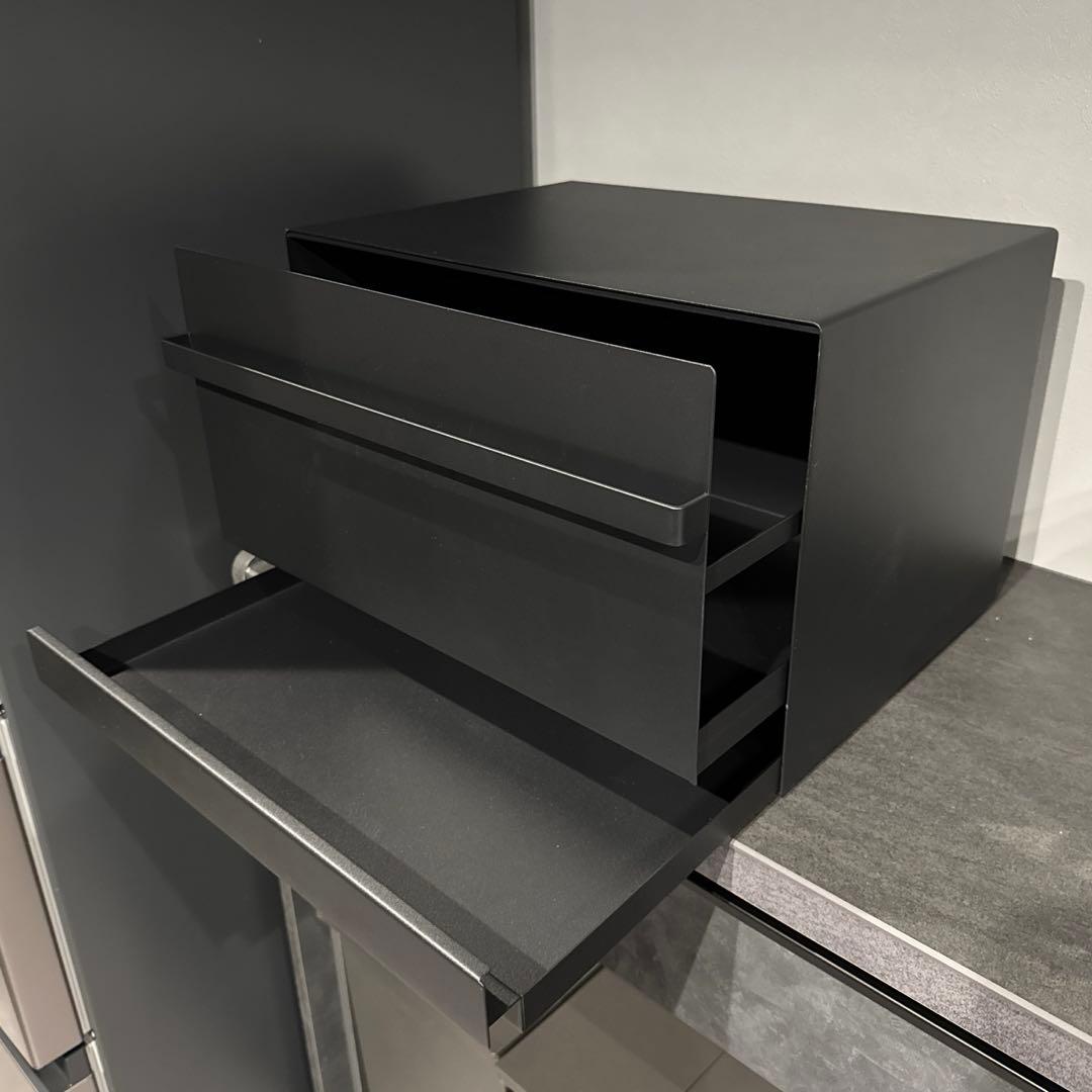 ブレッドケース タワー 引き出し型 2段 ブラック