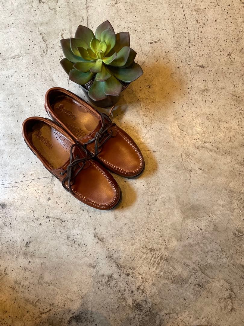 ANTIBA デッキシューズ ボートシューズ 新品 オイルレザー 茶 26.5
