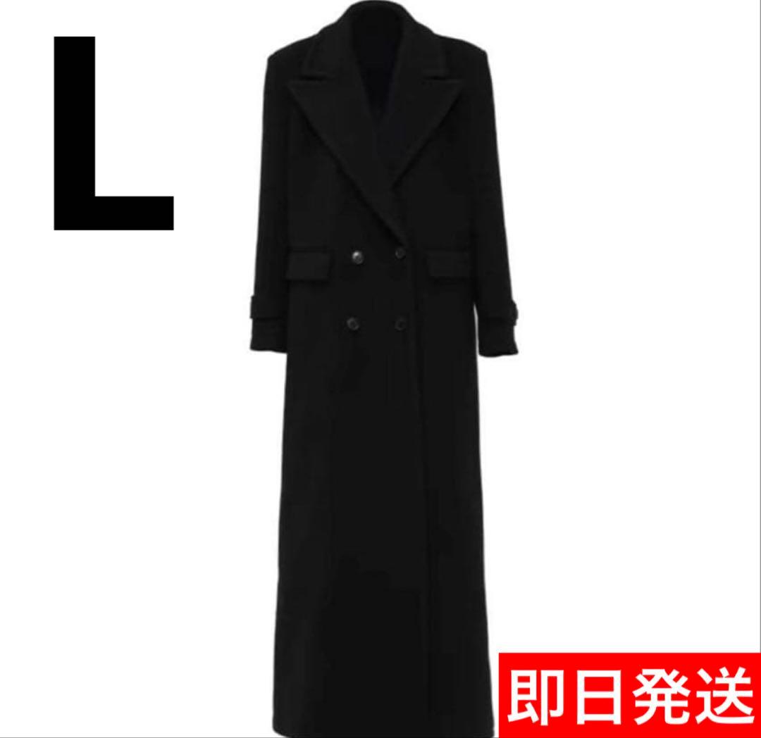 【L】APOZi collection ダブルスーパーロングコート ブラック