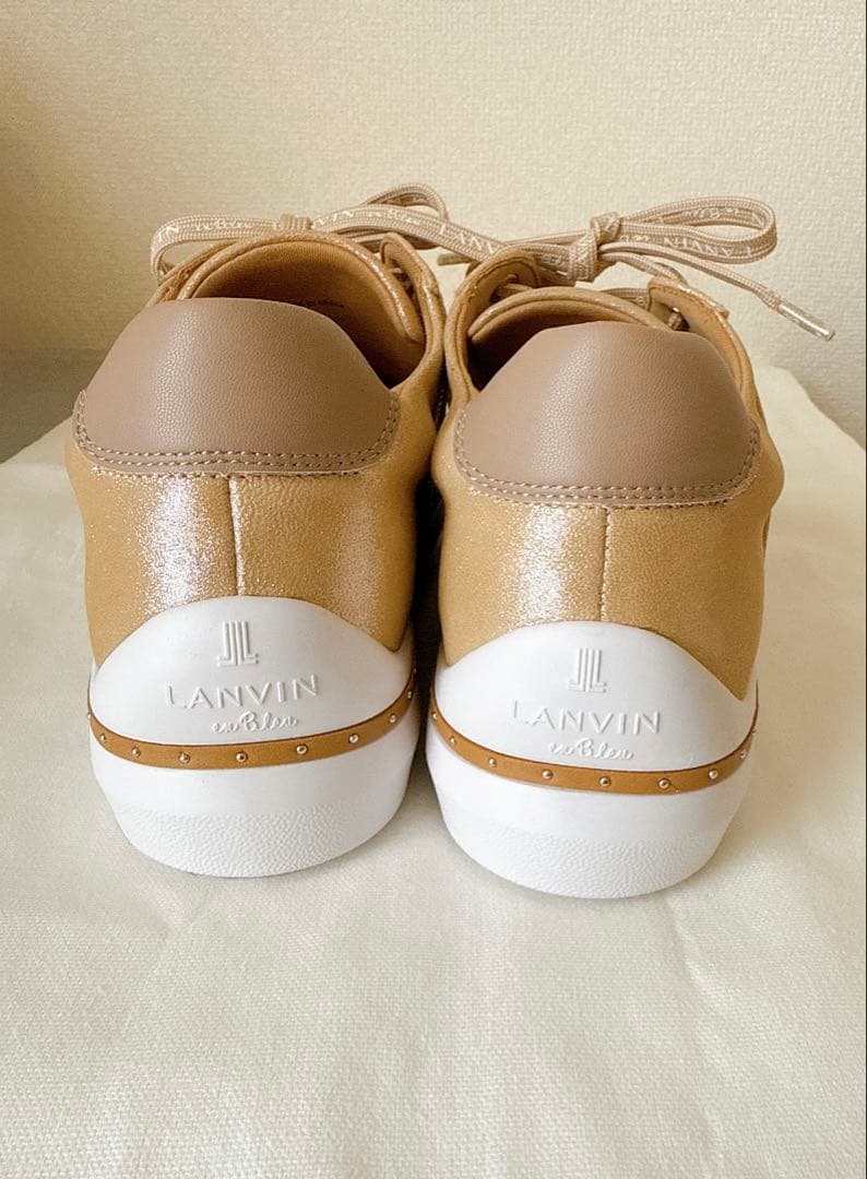 最終値下げ LANVIN en Bleuラメ入りスニーカーベージュ 24.5cm
