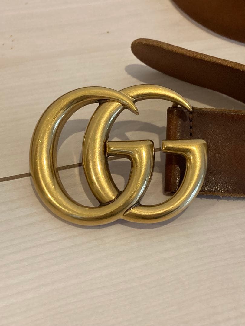GUCCI ブラウンレザー GGロゴベルト