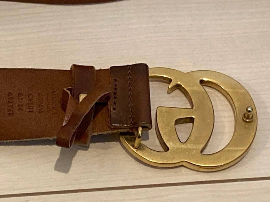 GUCCI ブラウンレザー GGロゴベルト