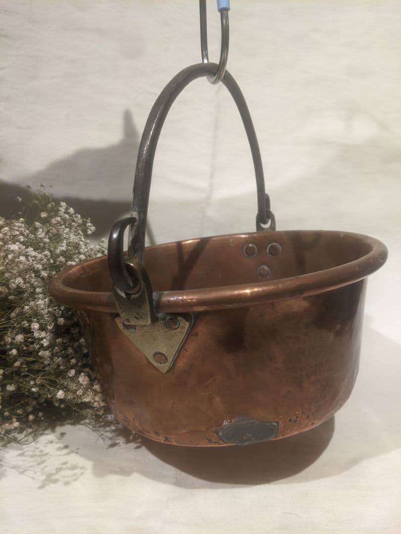 アンティーク 銅製吊り下げ鍋 約23.5cm 吊り下げポットカバーにも