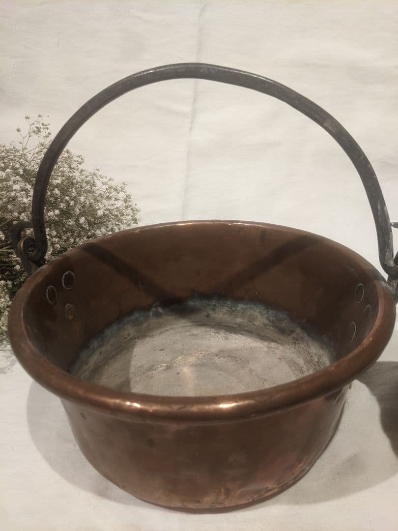 アンティーク 銅製吊り下げ鍋 約23.5cm 吊り下げポットカバーにも
