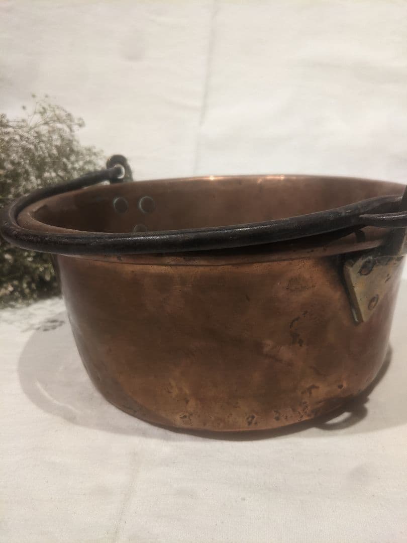 アンティーク 銅製吊り下げ鍋 約23.5cm 吊り下げポットカバーにも