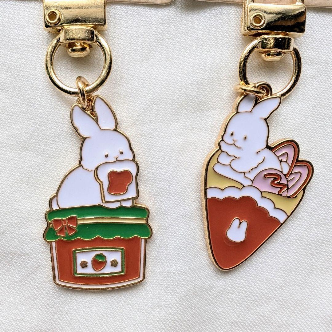 ☆いちご×うさぎ☆ キーチャーム メタルエポ 6点セット キーホルダー