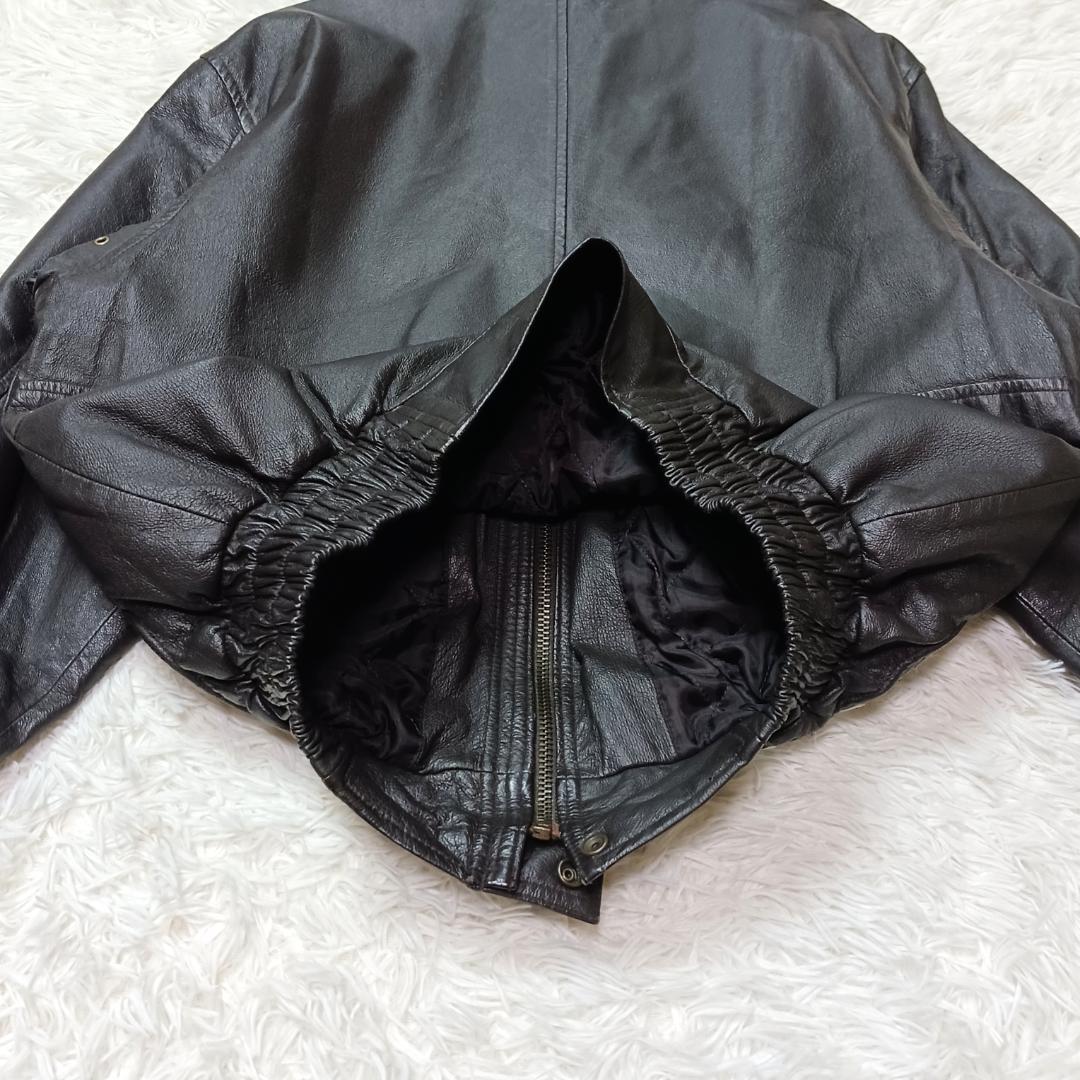 人気✨　フライトジャケット　g1　レザー　ブルゾン　短丈　ボア　豚革　茶色　M