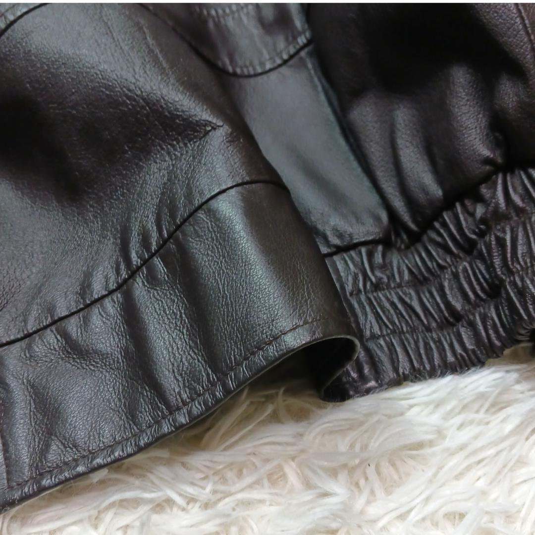 人気✨　フライトジャケット　g1　レザー　ブルゾン　短丈　ボア　豚革　茶色　M