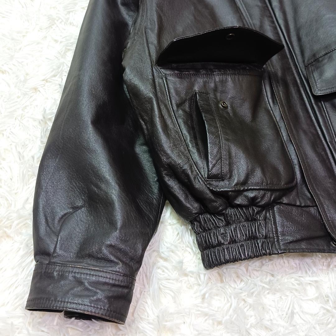 人気✨　フライトジャケット　g1　レザー　ブルゾン　短丈　ボア　豚革　茶色　M