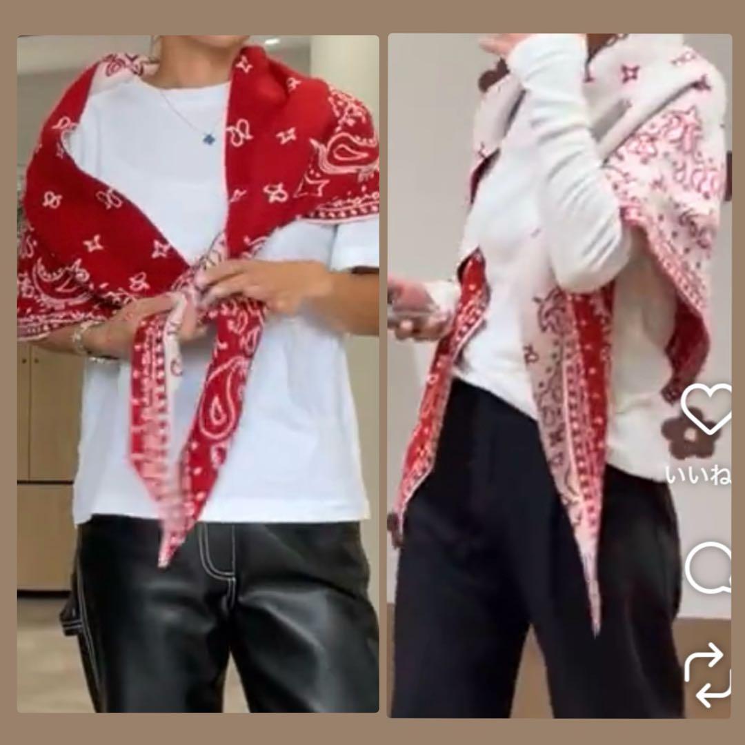 Gypsohila ペイズリーニットストール レッド　ジプソフィア