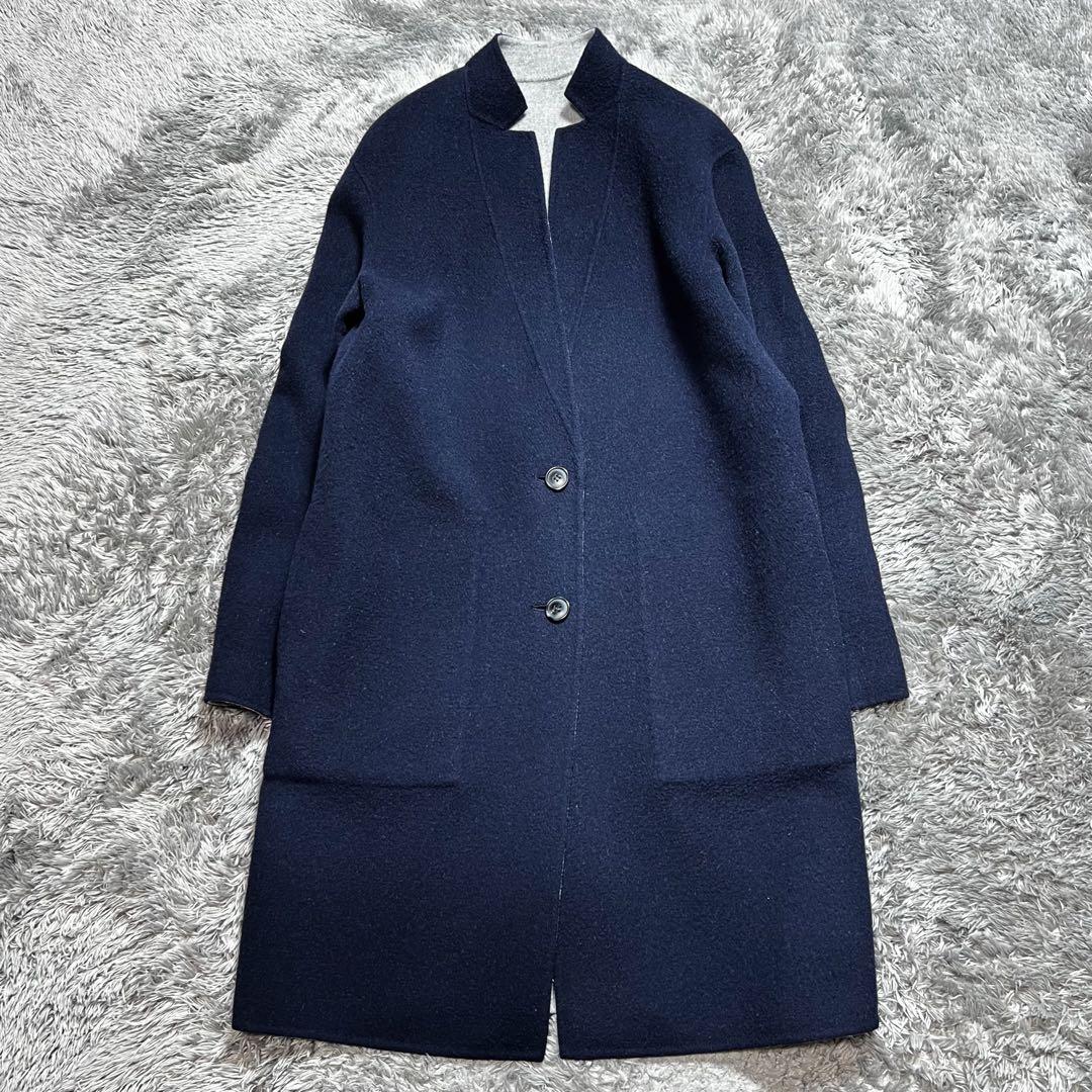 セオリー 現行 リバーシブル チェスターコート グレー ネイビー S相当