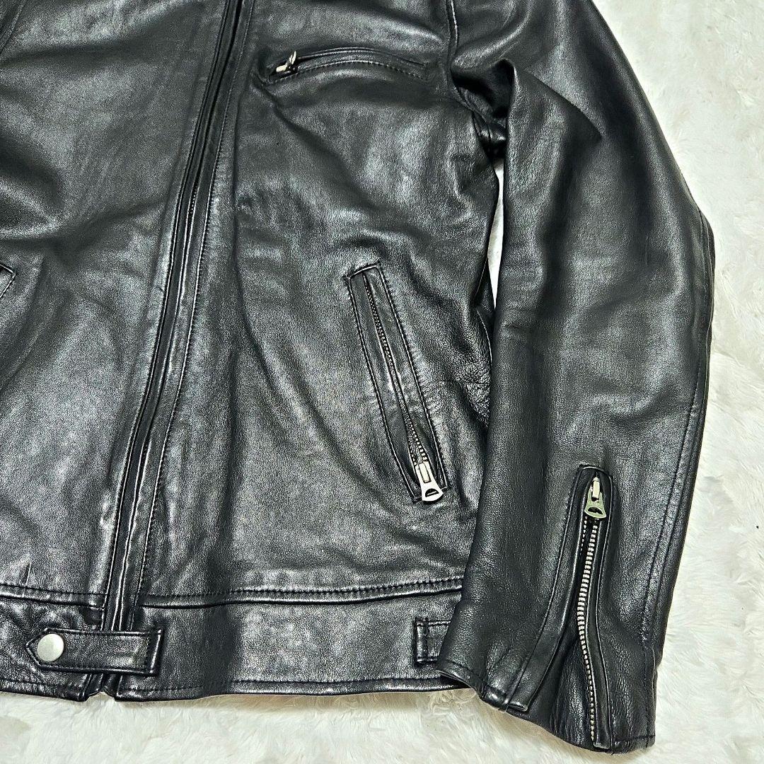 限定価格☆R.NEWBOLD 羊革 レザージャケット ラムレザー チェック　黒