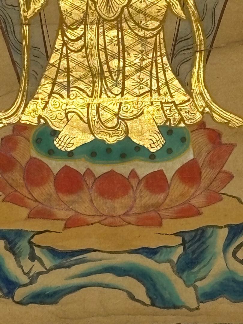 「金彩色木版画 十一面観音菩薩像図」江戸中期頃刊 1幅|仏像 仏画 仏教美術和本