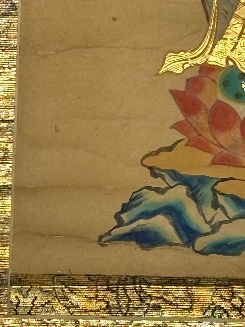 「金彩色木版画 十一面観音菩薩像図」江戸中期頃刊 1幅|仏像 仏画 仏教美術和本