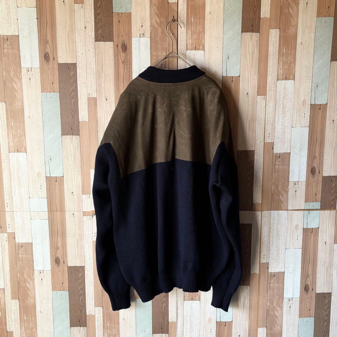 90s 00s FILSON オイルドコットン ヘンリーネック ニットセーター