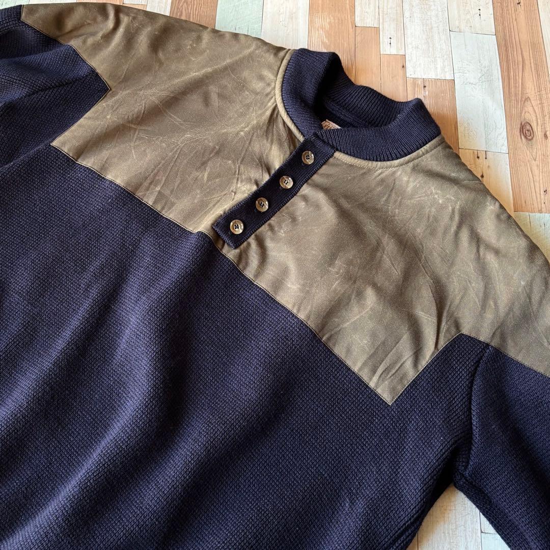 90s 00s FILSON オイルドコットン ヘンリーネック ニットセーター