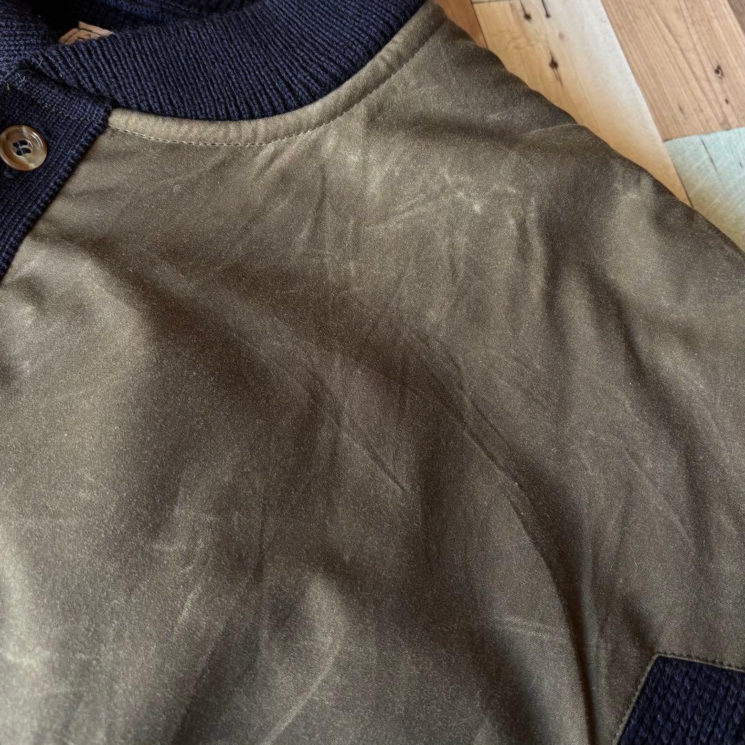 90s 00s FILSON オイルドコットン ヘンリーネック ニットセーター