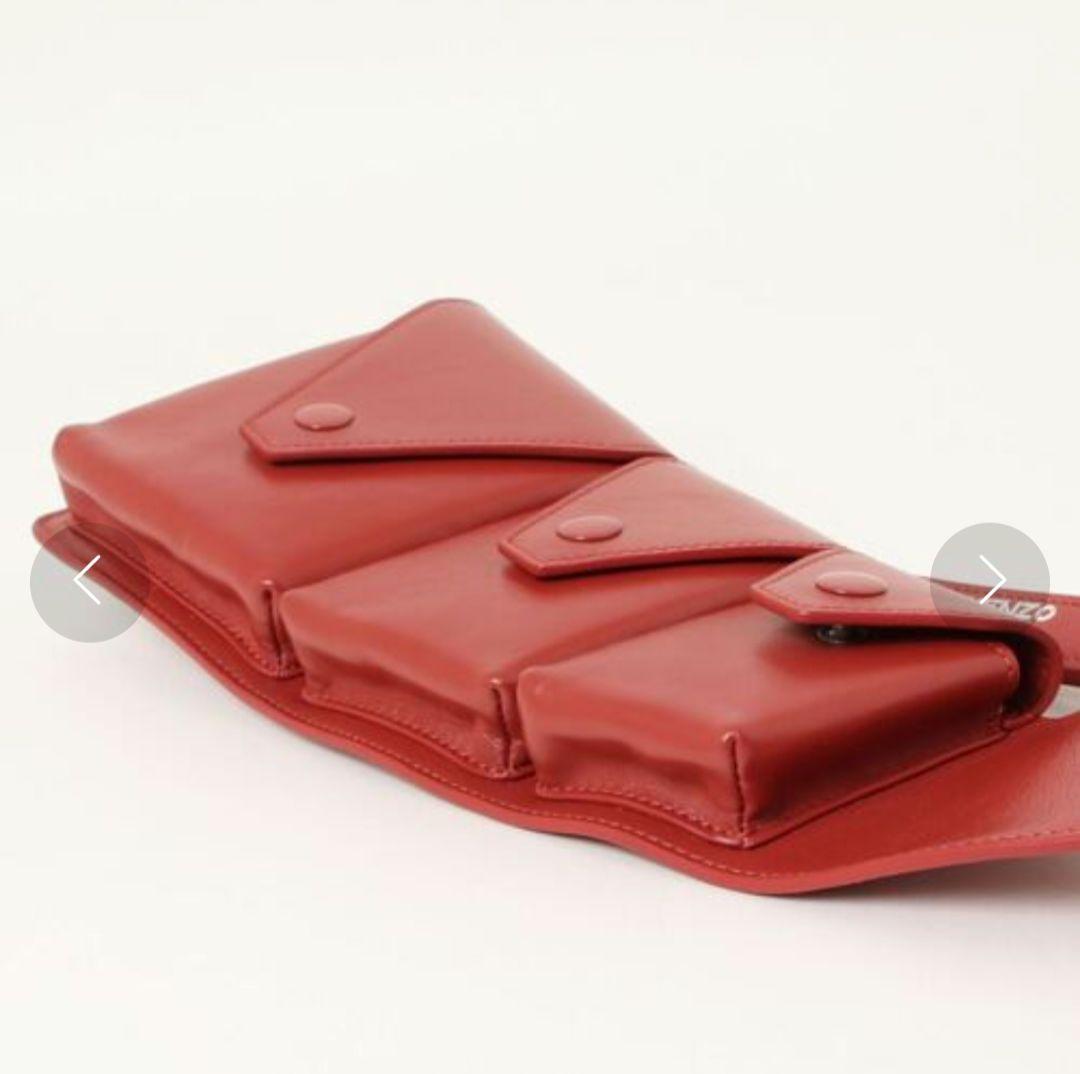 レザーウエストポーチ レッド