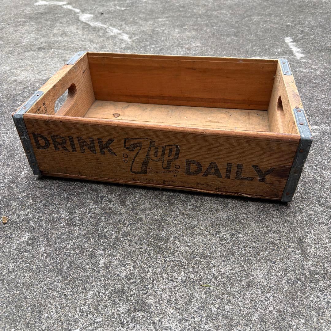 1971年製　70s 7UP ヴィンテージ　木製　ウッド　ボックス　コンテナ
