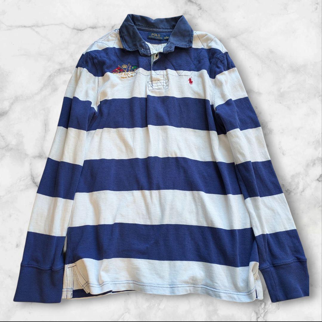 Polo Ralph Lauren ラガーシャツ ネイビー/ホワイト - メルカリ