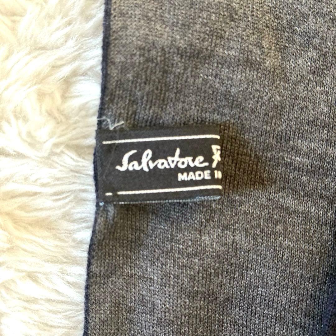 サルヴァトーレ フェラガモ　シルク&カシミヤ マフラー　ガンチーニ　リバーシブル