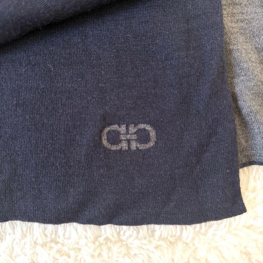 サルヴァトーレ フェラガモ　シルク&カシミヤ マフラー　ガンチーニ　リバーシブル