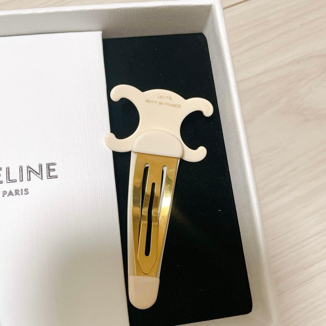 セリーヌ ラージ スナップ ヘアクリップ アセテート & スチール アイボリー