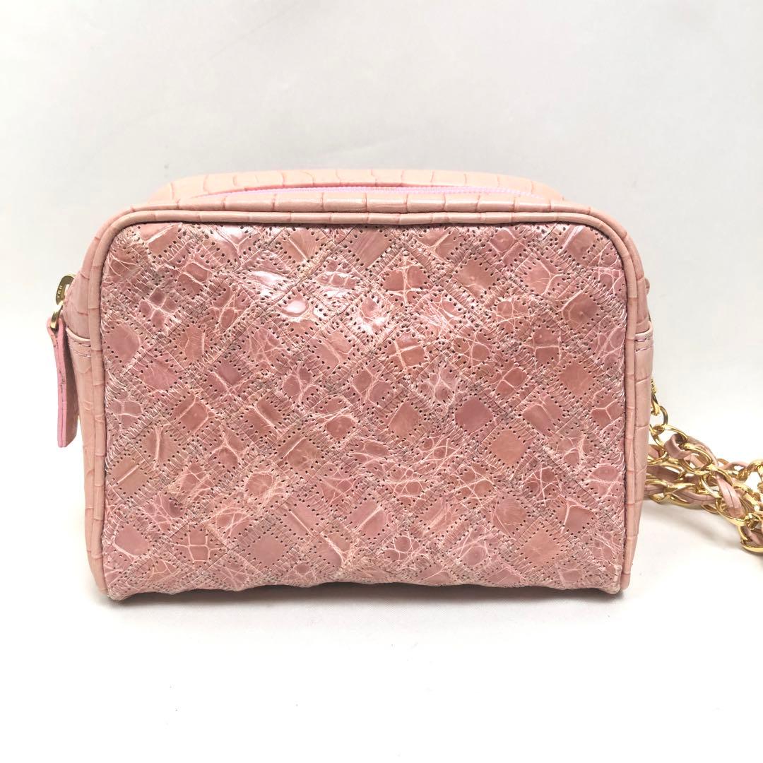 濱野皮革工芸 2way クロコダイル パッチワーク チェーン ショルダー