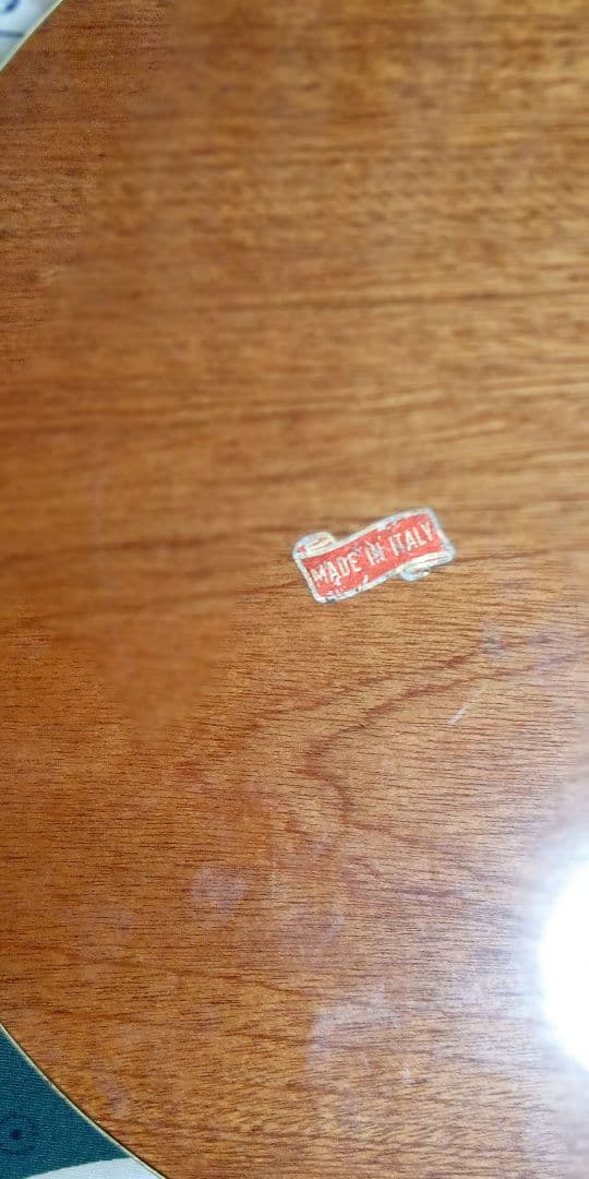 2点セット・イタリア製・象嵌トレー・グリーン花柄・アンティーク