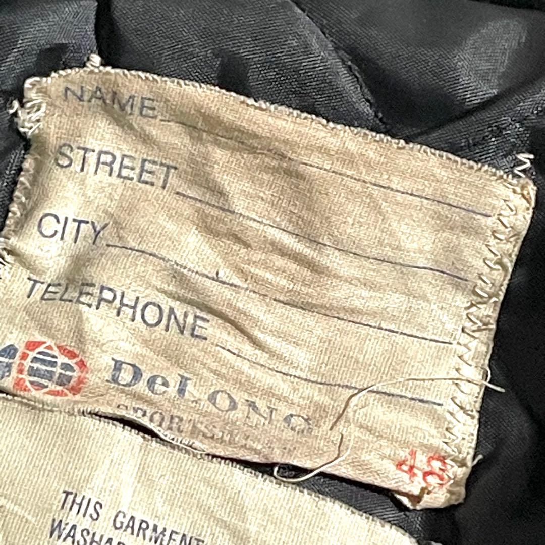 70s80s　DeLONG　ウールスタジャン　USA製　袖レザー　グリーン48