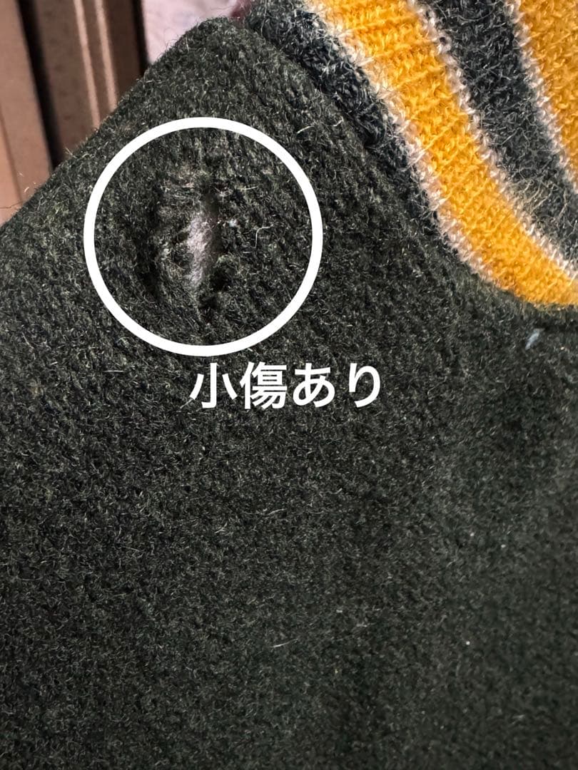 70s80s　DeLONG　ウールスタジャン　USA製　袖レザー　グリーン48