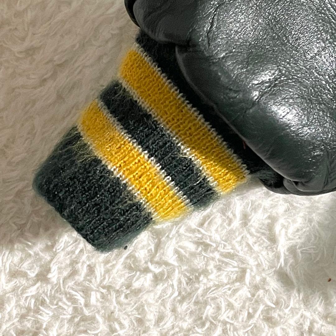 70s80s　DeLONG　ウールスタジャン　USA製　袖レザー　グリーン48