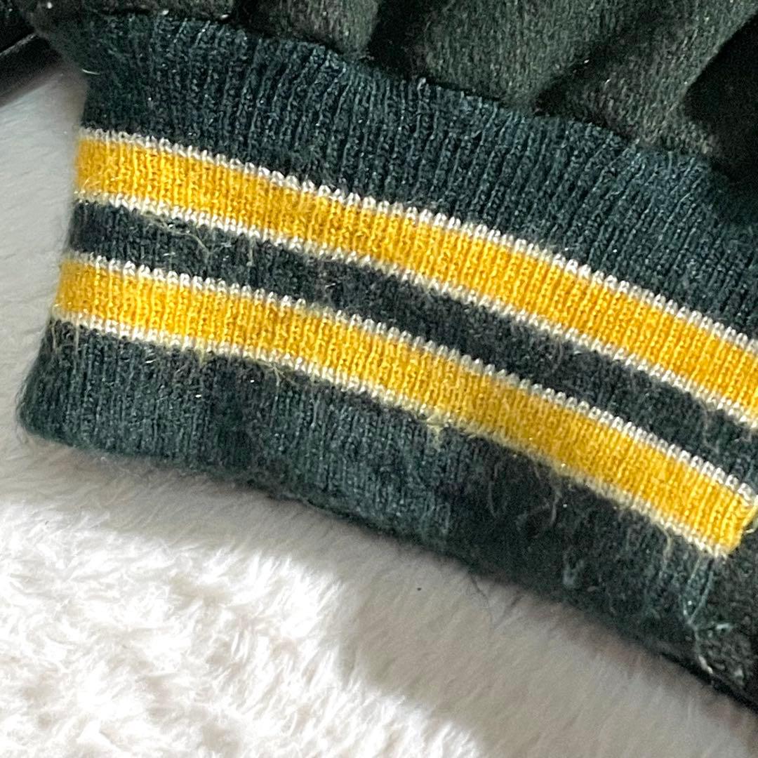 70s80s　DeLONG　ウールスタジャン　USA製　袖レザー　グリーン48