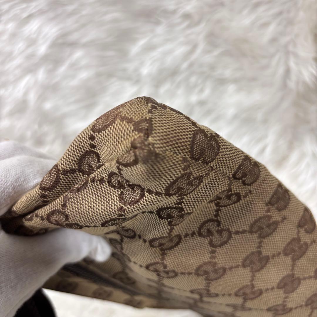 良品✨グッチ GGパターン ボディバッグ キャンバス レザー ブラウン