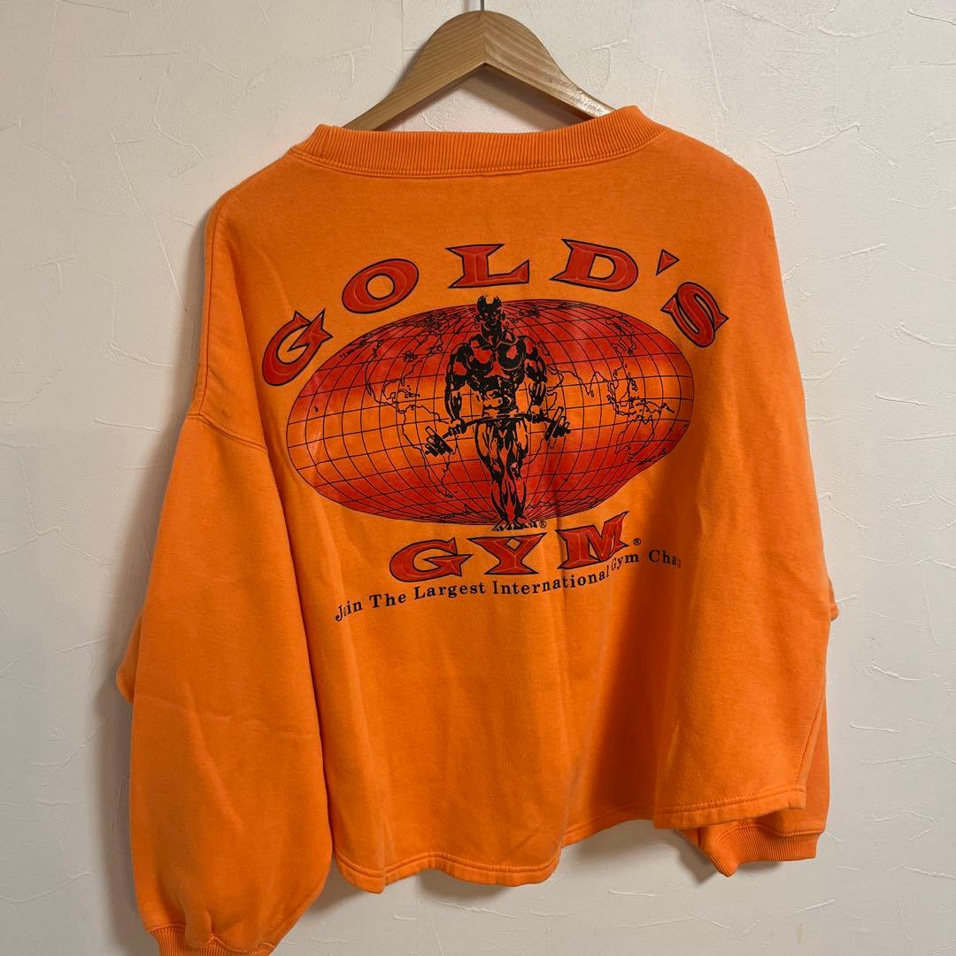 ヴィンテージGOLD'S GYM クロップド丈スウェットトレーナー ゴールド