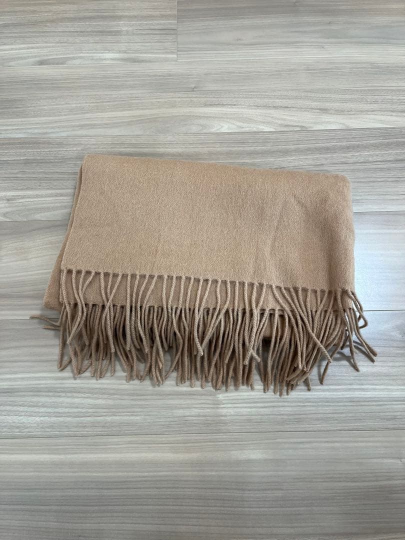 Johnstons of Elgin ベージュ フリンジ付き ストール 大判