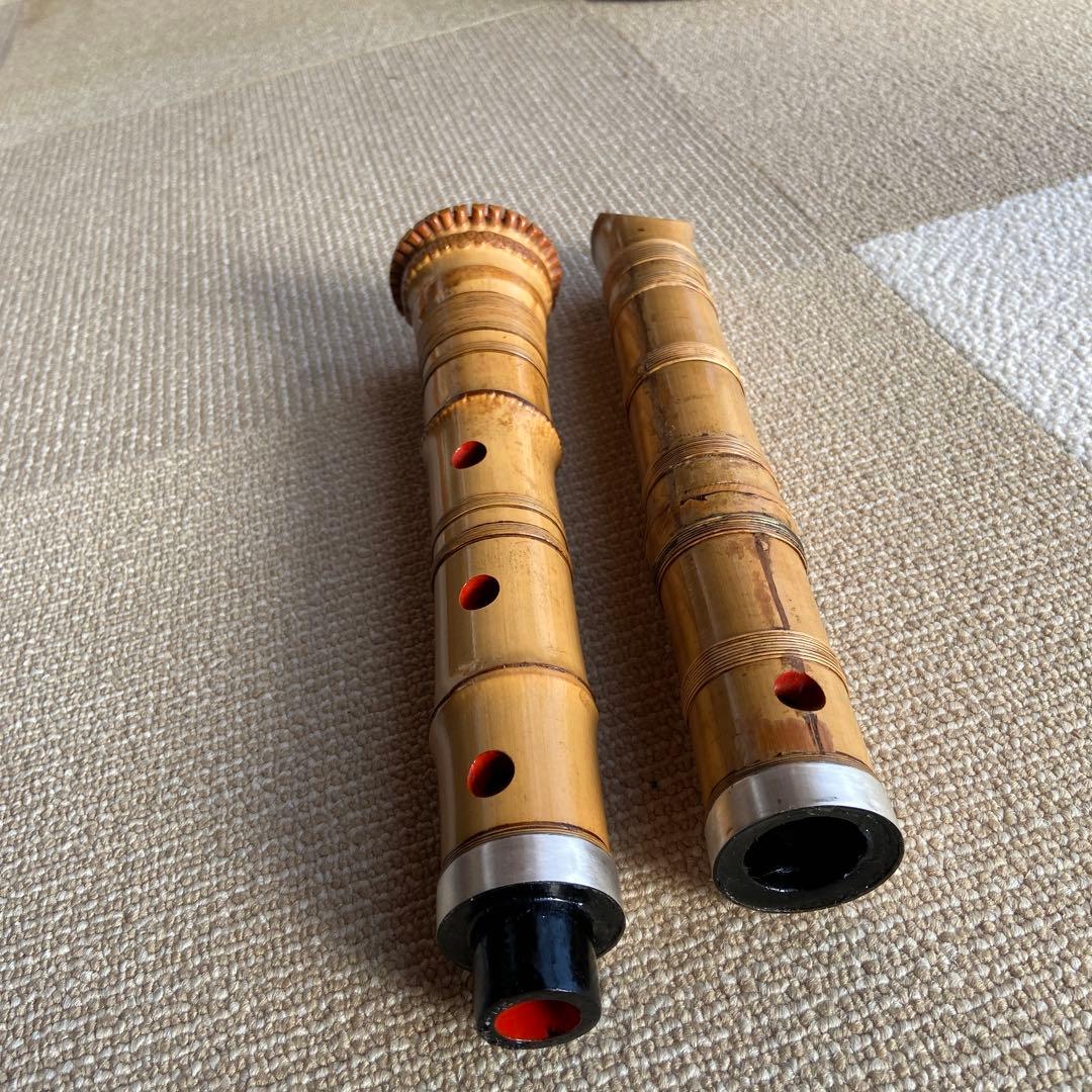 133値下げ　尺八　一尺八寸管　円山銘　貴重な金唄口