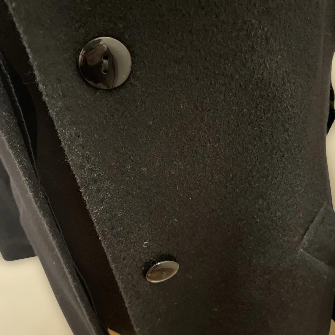 ブルーフォックスファー付きブラックカシミア混ウールロングコート　新品未使用品