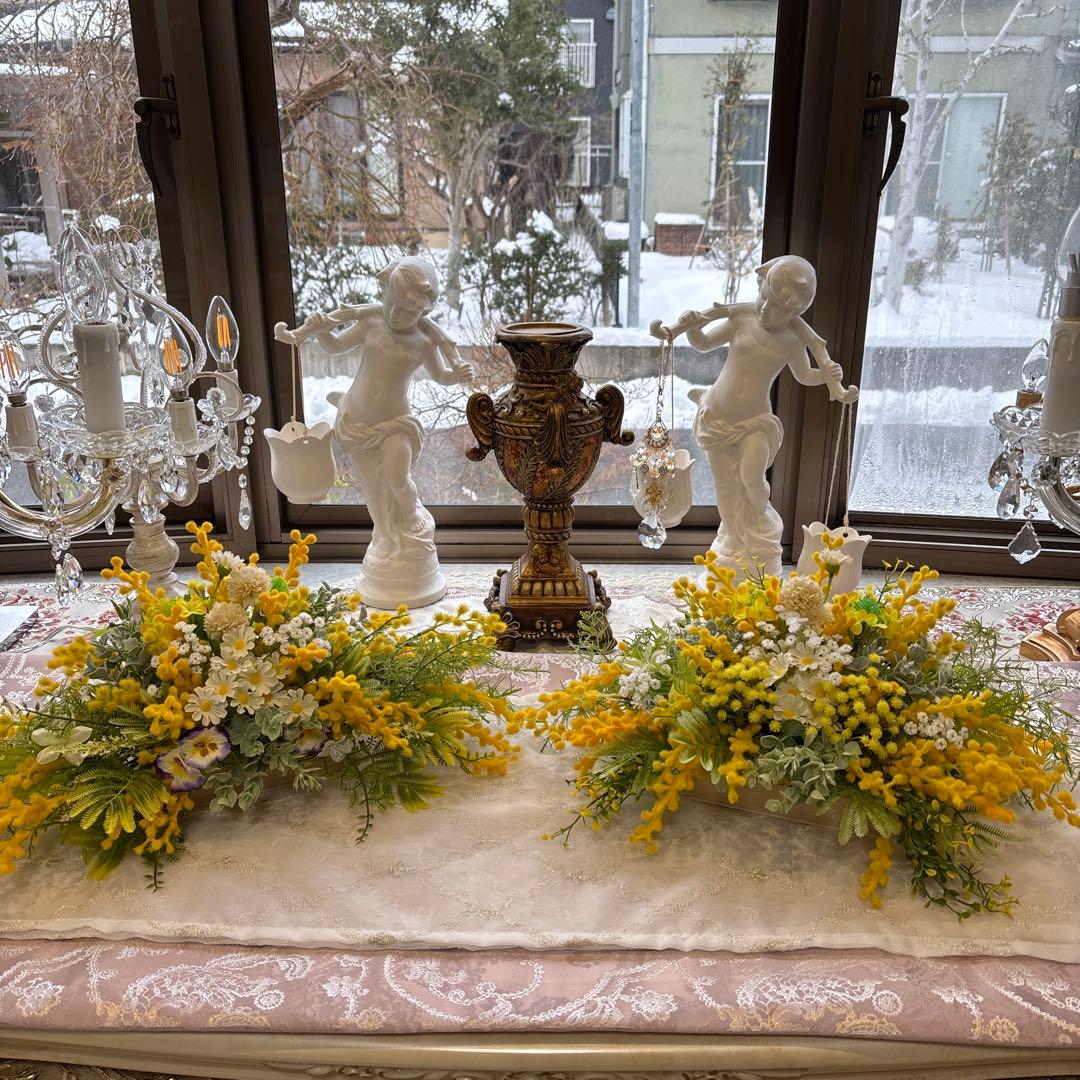 p♡ ミモザのフラワーアレンジメント2点