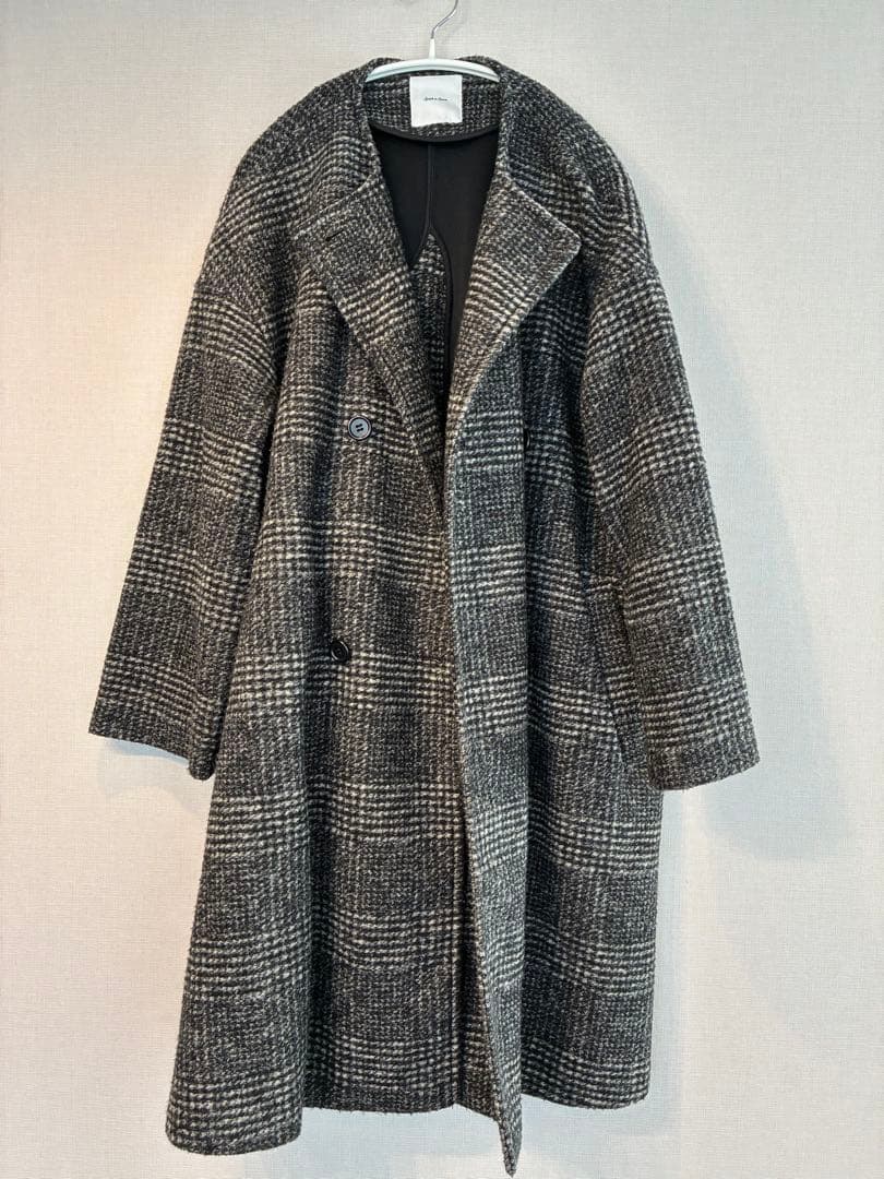 スピック＆スパンWスライバーノーカラーチェックポンチョコート