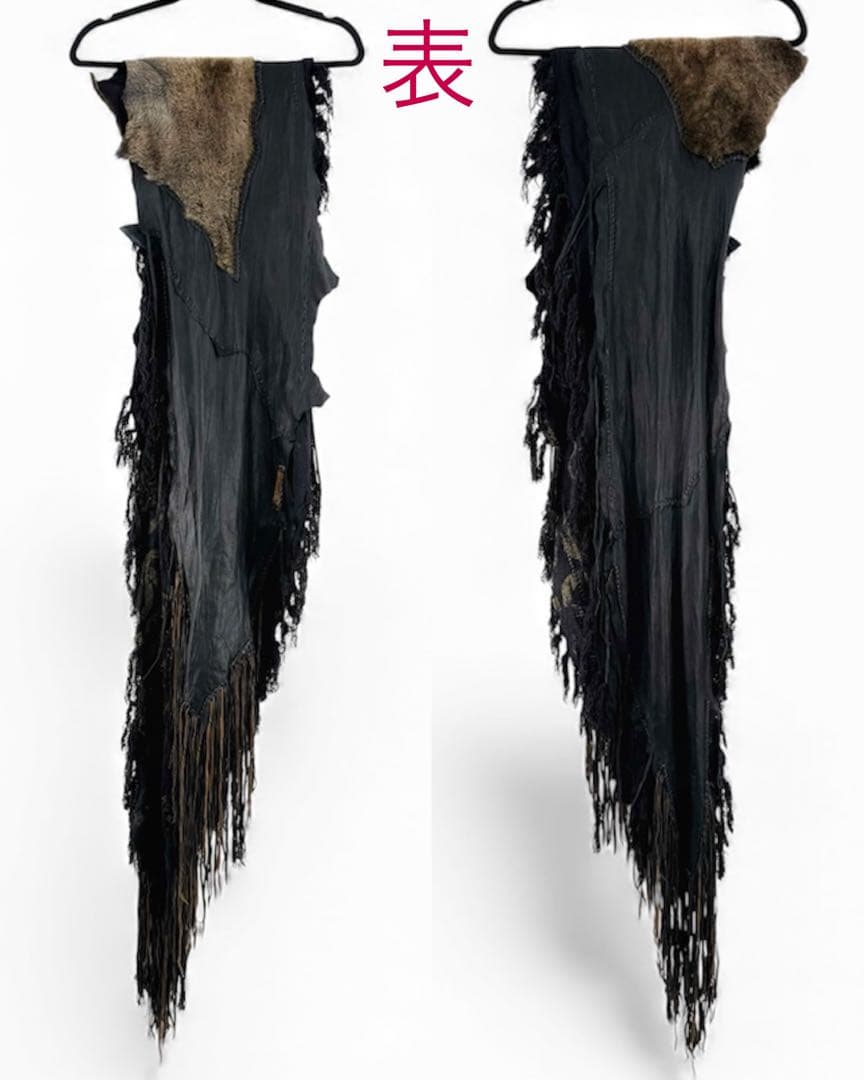 14th Addiction ファー付きレザー混マフラー