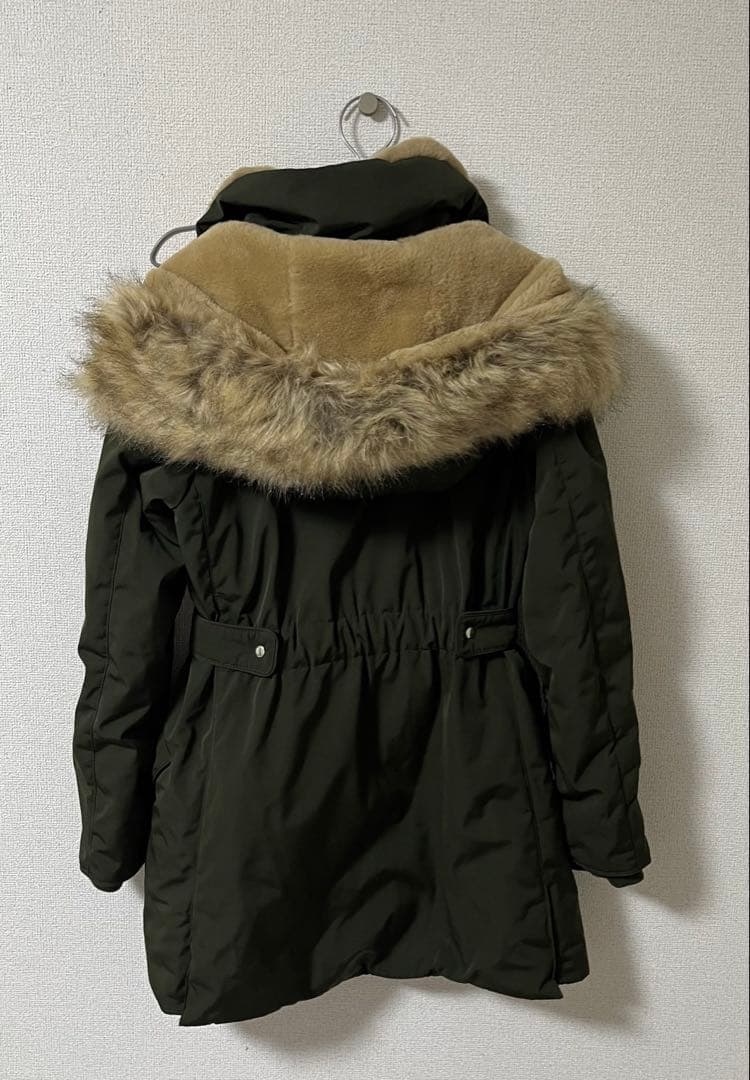 カーキ　ファー付きモッズコート　ZARA