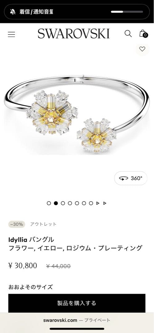 スワロフスキー　Idyllia バングル　フラワー