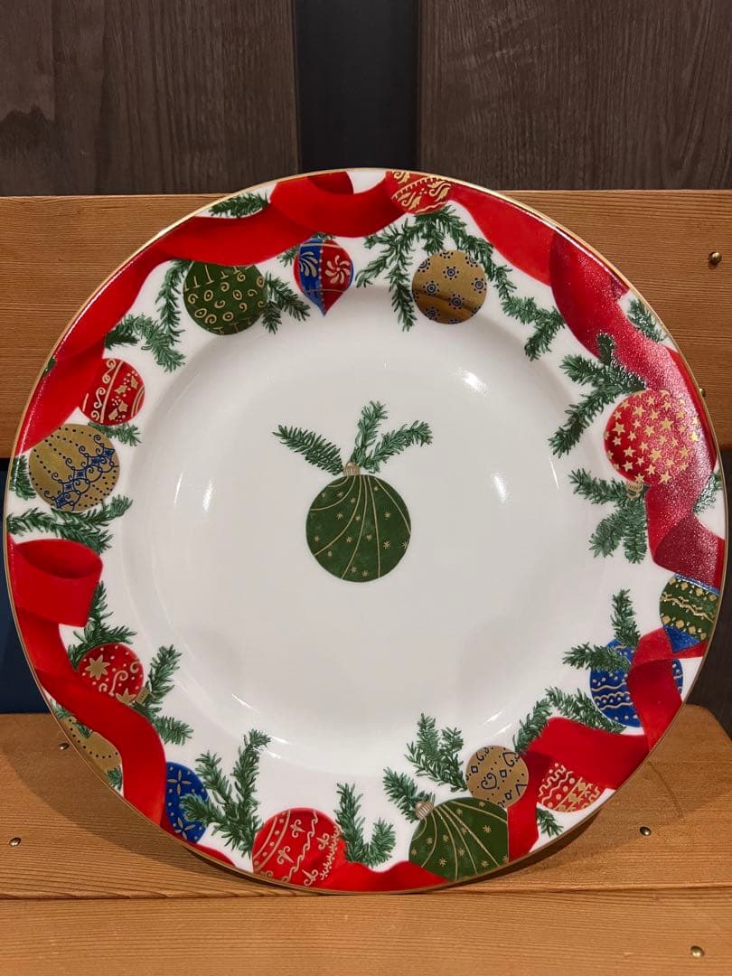 リモージュ ROCHARD クリスマス プレート 2枚 金彩 手描き 飾り皿