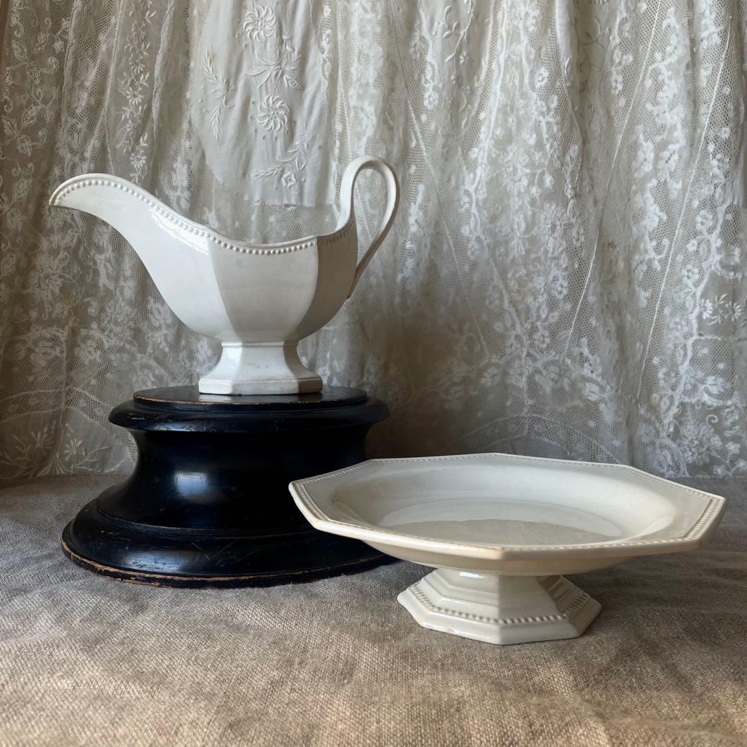 【レア希少】ファイアンスフィーヌ　オクトゴナルソーシエール　フランスアンティーク