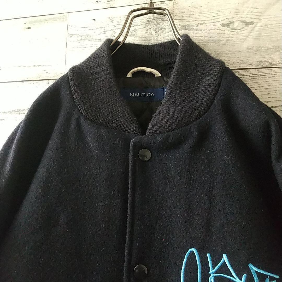 入手困難☆ノーティカ スタックス 袖レザー 刺繍ワッペン スタジャン XXL