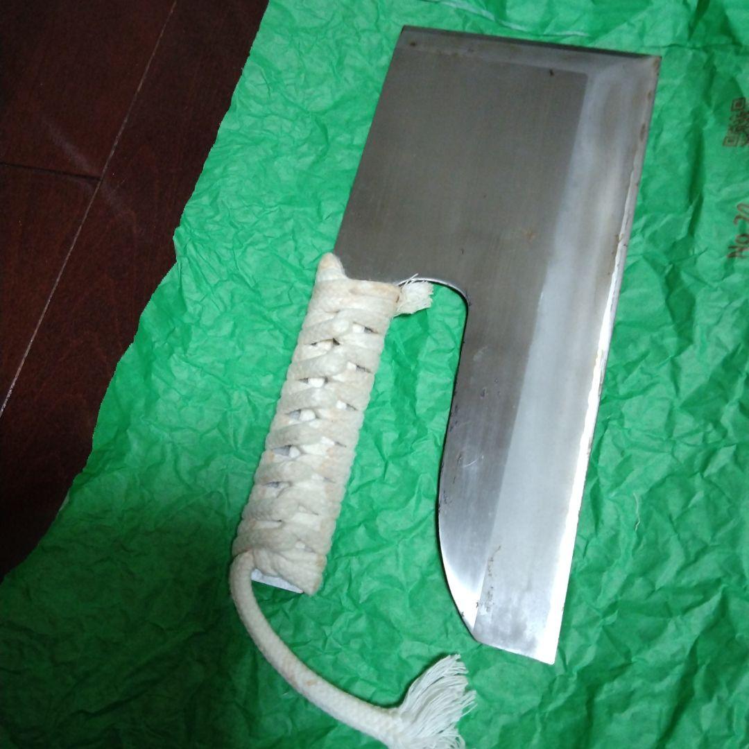 そば・麺切り包丁 麻紐巻きハンドル＋こま板